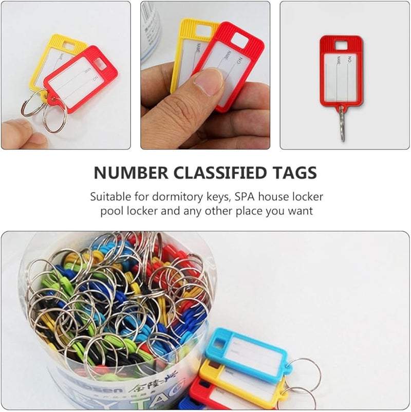 GALPADA 50pcs Multi Functional Key Tags with Rings Colorful Writable Labels for Office Home Luggage Organization - Image 4